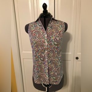 Talbot’s sleeveless multi-color buttonup shirt
